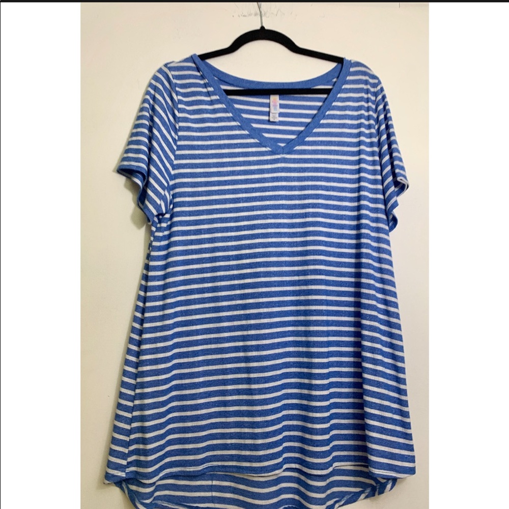 XL Blue Striped Vneck Lularoe Christy T